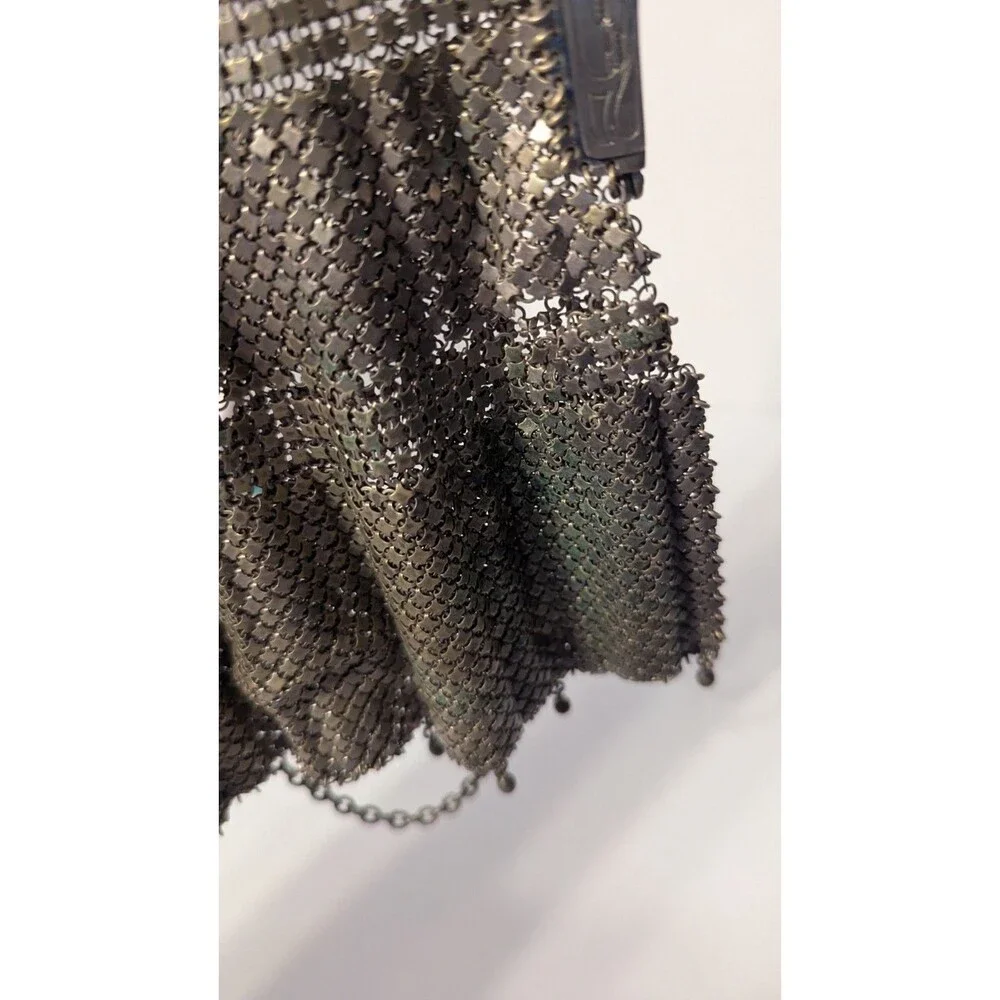 Antique German Silver Mesh Purse Handbag Floral Frame German Made Clasp - Picture 5 of 6